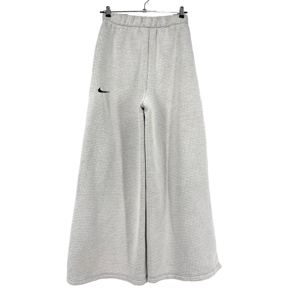 Nike City Women’s S Long Ready Light Bone/Black Wide Leg Fleece‎ Pants - Picture 6 of 14